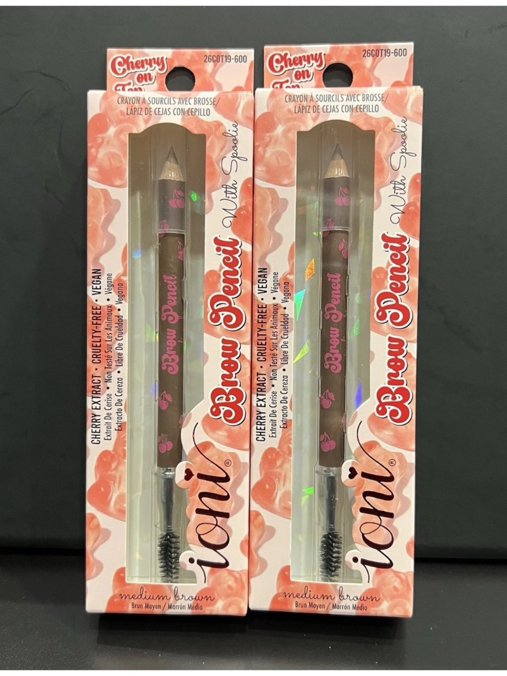 Ioni Brow Pencil with Spoolie. Medium Brown. Set of 2.
